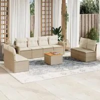 Set Divano da Giardino 9 pz con Cuscini Beige in Polyrattan 3256856