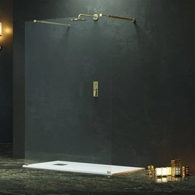Kamalu - Parete doccia walkin 120cm con staffe color oro satinato |  KW3000R