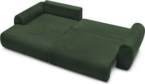 Divano angolare in verde scuro allungabile (con penisola a sinistra) con rivestimento in velluto a coste Lucien – Bobochic Paris