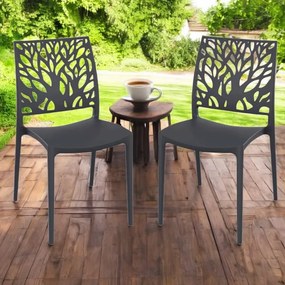 Sedia per interno o esterno impilabile Antracite - ALEA 2 sedie