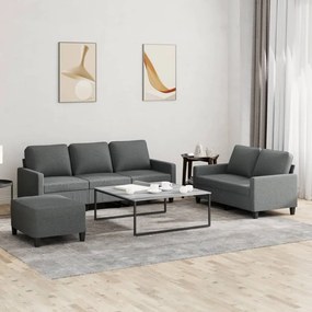 Set Di Divani 3 Pz Con Cuscini Grigio Scuro İn Tessuto /