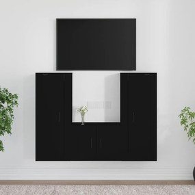Set Mobili Porta Tv 3 Pz Nero İn Legno Multistrato /