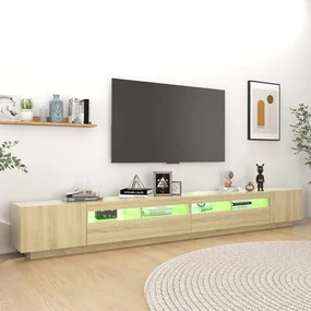 Mobile porta tv con luci led rovere sonoma 300x35x40 cm