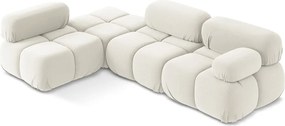 Divano angolare componibile bianco (con penisola a sinistra) con rivestimento in velluto Lokua – Makamii