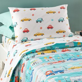 Lenzuola Car Singolo Turchese in Cotone Caleffi Kids