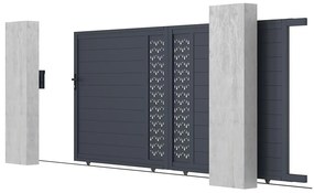 Cancello elettrico scorrevole L416 x H180 cm in Alluminio semi traforato con motivi Antracite - GREGOR