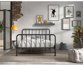 Letto singolo in metallo nero con griglia 140x200 cm BRONXX - Vipack