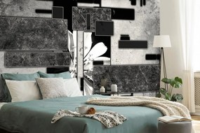 Carta da parati – Astratto floreale in bianco e nero