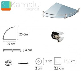 Kamalu - mensola bagno 25cm in vetro semicircolare vitro-20