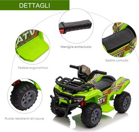 Mini Quad Elettrico per Bambini 6V Verde...