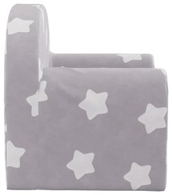 Divano letto bambini grigio chiaro con stelle morbido peluche