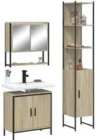 Set Mobili da Bagno 3 pz Rovere Sonoma in Legno Multistrato 3214681