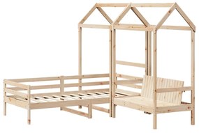 Set dormeuse e panca con tetto 90x200cm legno massello di pino