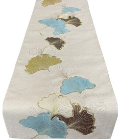 Stola decorativa beige con motivo di foglie di Ginkgo Larghezza: 35 cm | Lunghezza: 140 cm