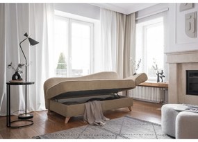 Chaise longue grigio tortora (con penisola a destra) con rivestimento in velluto a coste Chic Charlotte – Miuform