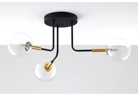 Jupiter 2039 - Lampadario a sospensione con supporto rigido BURANO 3xG9/10W/230V nero/oro/limpido