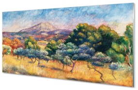 Quadro acrilico Vista autunnale dipinta di arte 100x50 cm