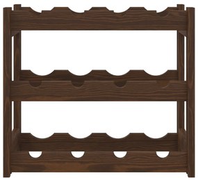 Portabottiglie per 12 bottiglie marrone legno massello di pino