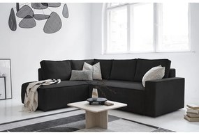 Divano letto angolare in velluto a coste color antracite Brave Dave - Miuform