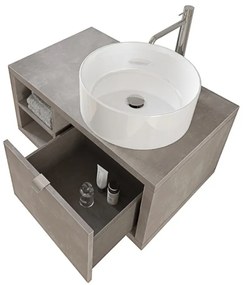 Composizione bagno sospesa 80 cm Master grigio cemento con lavabo appoggio e specchio