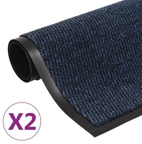 Tappeti Antipolvere 2 Pz Rettangolari Trapuntati 80x120 Cm Blu /