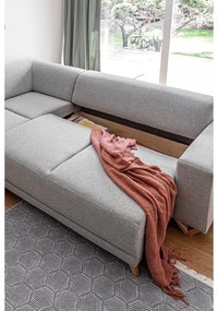 Divano angolare grigio chiaro allungabile e con contenitore (penisola a sinistra/a L) Classy Sophie – Miuform