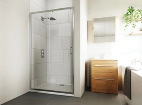 Porta doccia scorrevole Verve L 140 x H 190cm, Sp. 6 mm in vetro profilo cromo