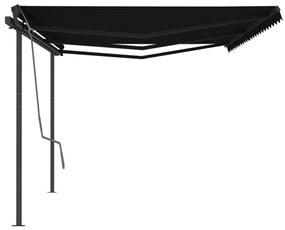 Tenda da Sole Retrattile Automatica con Pali 6x3,5 m Antracite