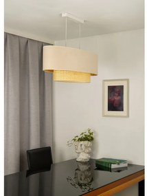Duolla - Lampadario a sospensione con filo DOUBLE OVAL RATTAN 2xE27/15W/230V color crema/rattan