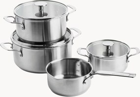 Batteria di pentole in acciaio inossidabile con coperchi Kitchen Aid, set da 7