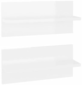 Mensole a muro 2 pz bianco lucido 40x11,5x18 cm