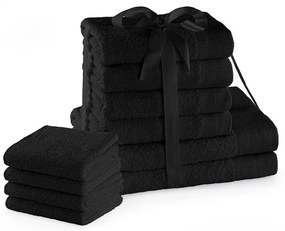 Set di asciugamani per viso e corpo tipo terry neri in cotone 10 pz Amari – Restilo