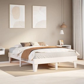 Letto Senza Materasso Bianco 140x200 Cm Legno Massello Di Pino /
