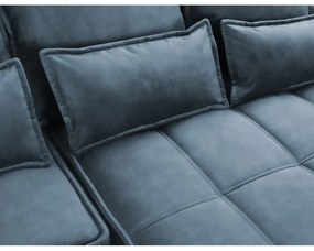 Divano angolare blu allungabile/con contenitore (con penisola a destra/con chaise lounge) e rivestimento in velluto Campo – ELTAP