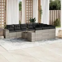 Set Divani da Giardino 11 pz con Cuscini in Polyrattan Grigio 3223101