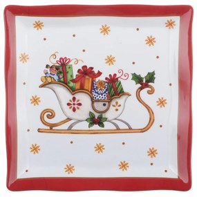 Piatto portata slitta Natale 30,5x30,5 cm in melammina