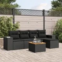 Set Divano da Giardino 6 pz con Cuscini Nero in Polyrattancod mxl 112028