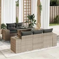 Set Divano da Giardino 6 pz con Cuscini Grigio in Polyrattan 3326731