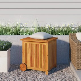Contenitore Giardino Con Ruote 60x50x58cm Legno Massello Acacia /