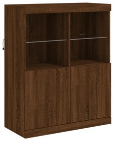 Credenza con luci led rovere marrone 81x37x100 cm