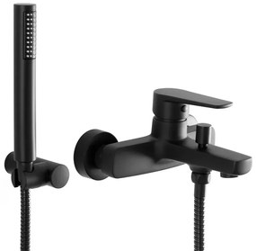 Set miscelatori lavabo bidet e vasca con doccino nero opaco Erika