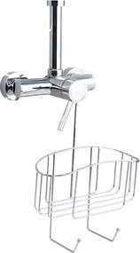 Mensola da bagno in acciaio sospesa in argento lucido Martos - Allstar