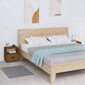 Comodini 2 pz miele 40x34x45 cm in legno massello di pino