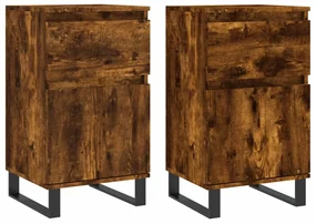 Credenze 2 pz rovere fumo 40x35x70 cm in legno multistrato