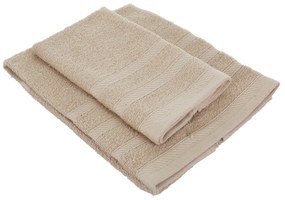 Set 2 asciugamani beige viso e ospite in cotone