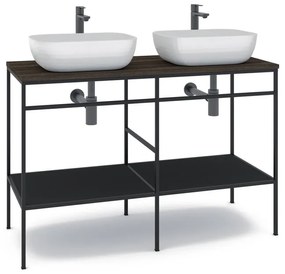 Mobile sottolavabo e lavabo Outline per doppia vasca nero L 120 x H 92 x P 45.5 cm