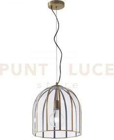 Lampadario a sospensione chester vetro trasparente e metallo ottone...