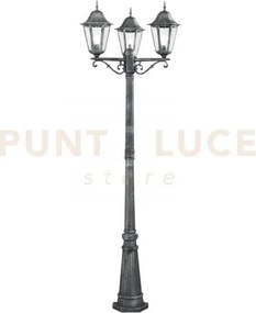 Palo firenze nero e silver 3 luci attacco e27 ip44 76,5x218cm in me...
