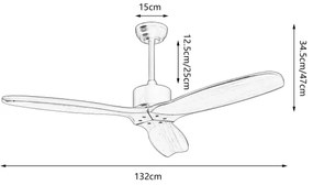ZEVENTI - Ventilatore a soffitto CUENCA Wi-Fi Tuya nero/rovere + DO