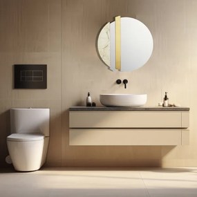 Specchio moderno 80 cm con decori foglia oro e effetto marmo avorio - KEVIN